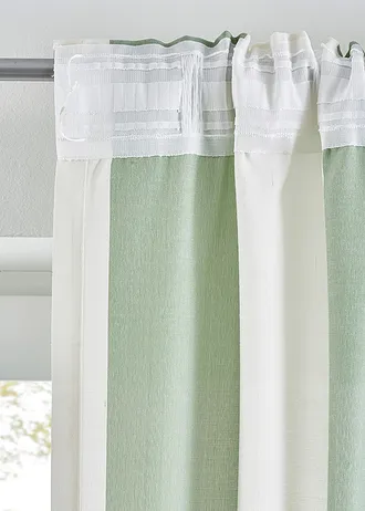 Draperie cu dungi, cu poliester reciclat (1 buc.) • verde-tei-alb • magazin bonprix