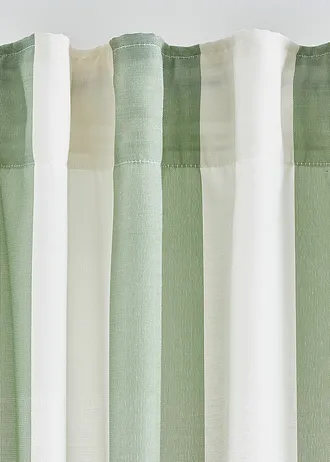 Gestreept gordijn met gerecycled polyester, ook verkrijgbaar in extra lang (1 stuk) • soft groen/wit • bonprix online shop