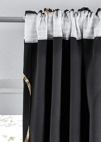 Draperie opacă suprafața lucios (1 buc.) • negru/auriu • magazin bonprix