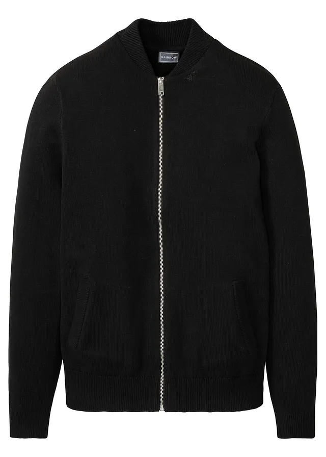 Svetr na zapínání, Regular Fit • černá • bonprix obchod