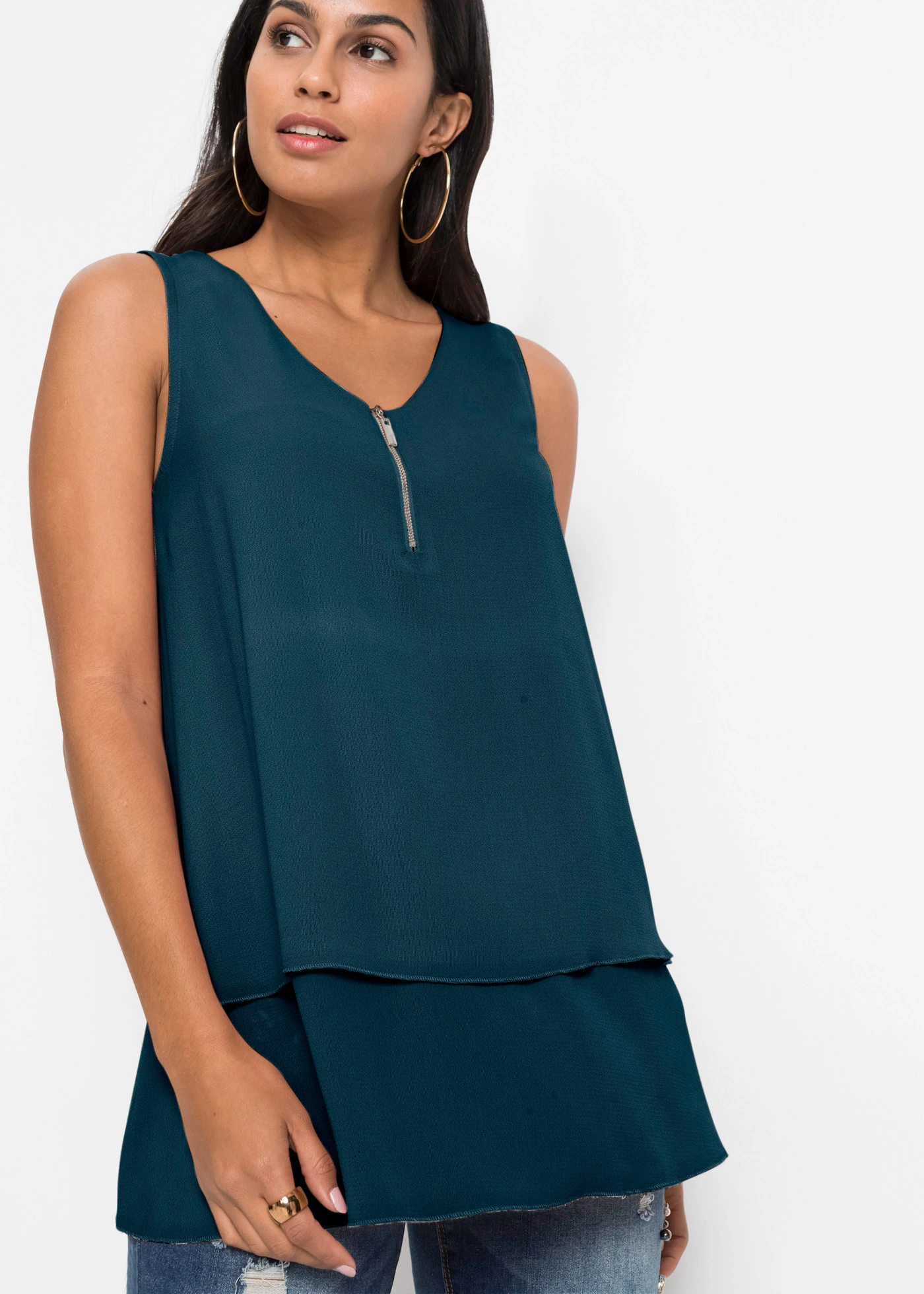 Top met rits • blauwpetrol • bonprix online shop