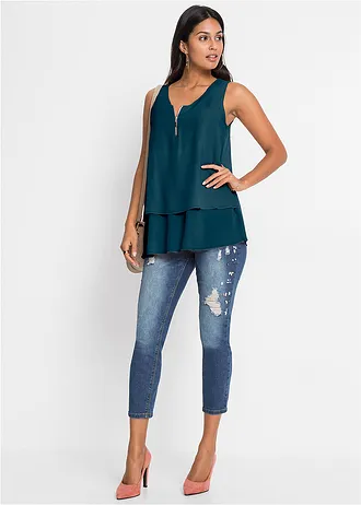Top met rits • blauwpetrol • bonprix online shop