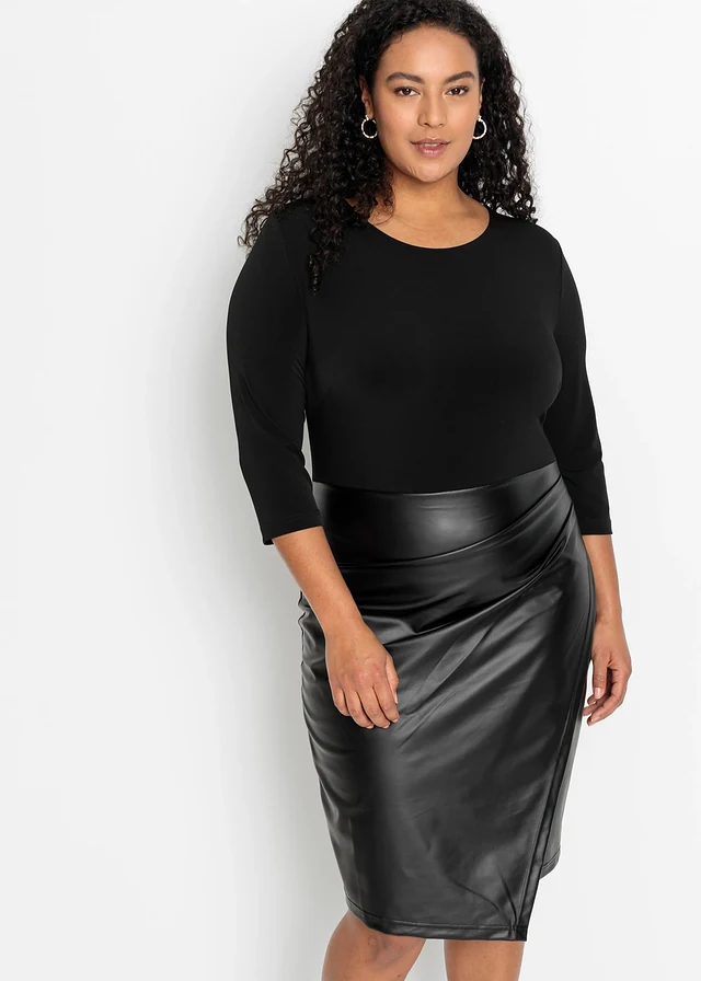 Robe enduite avec haut en jersey, Couleur: noir