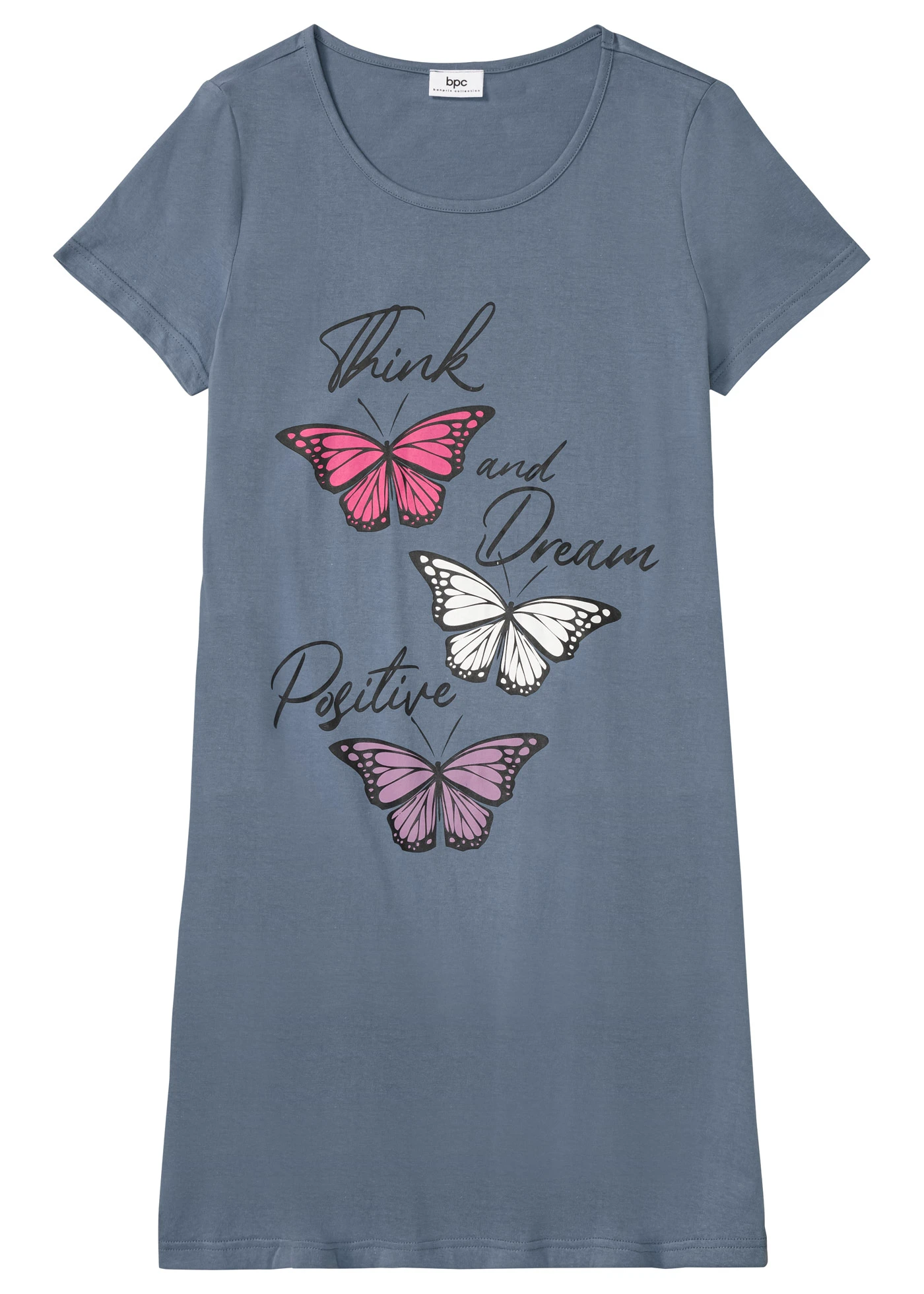 Krótka koszula nocna z czystej bawełny organicznej • niebieski dymny/lawendowy/czarny/biel wełny/mango • sklep bonprix