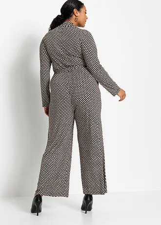 Jumpsuit, Kleur: zwart-sand grafische print