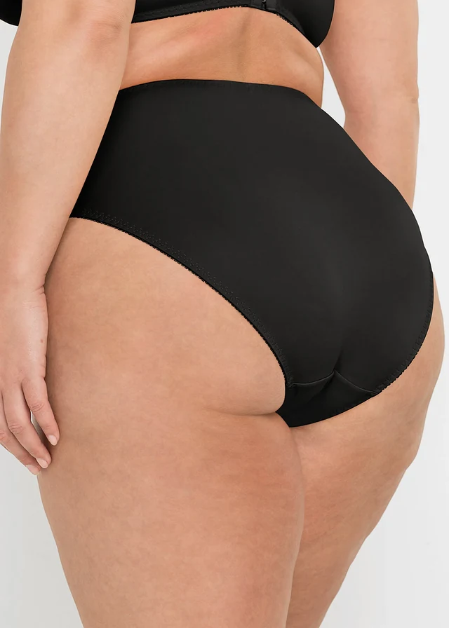 Lot de 2 slips maxi avec dentelle, Couleur: beige craie + noir
