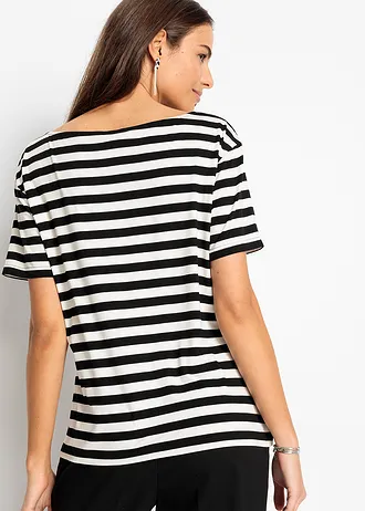 T-shirt en viscose douce • crème-noir rayé • Boutique bonprix