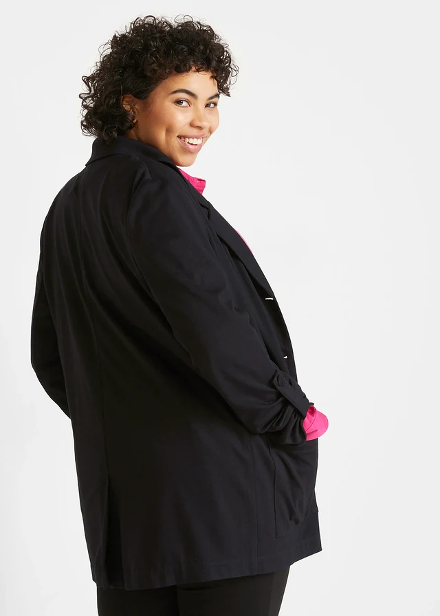 Punto di Roma blazer in een viscosemix, Kleur: zwart