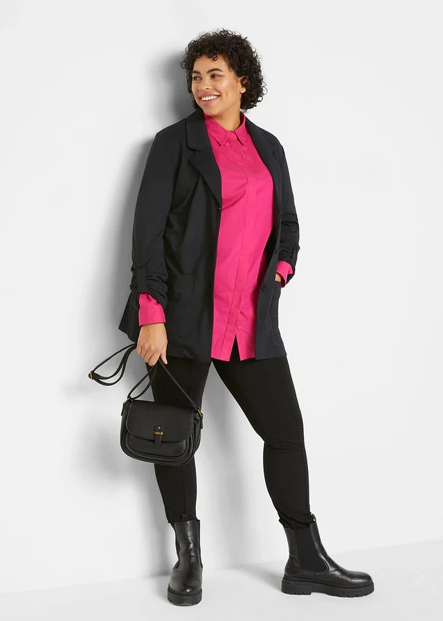 Punto di Roma blazer in een viscosemix, Kleur: zwart