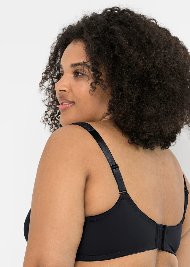 Voorgevormde beugel bh met gewatteerde bandjes, Kleur: zwart/poudre