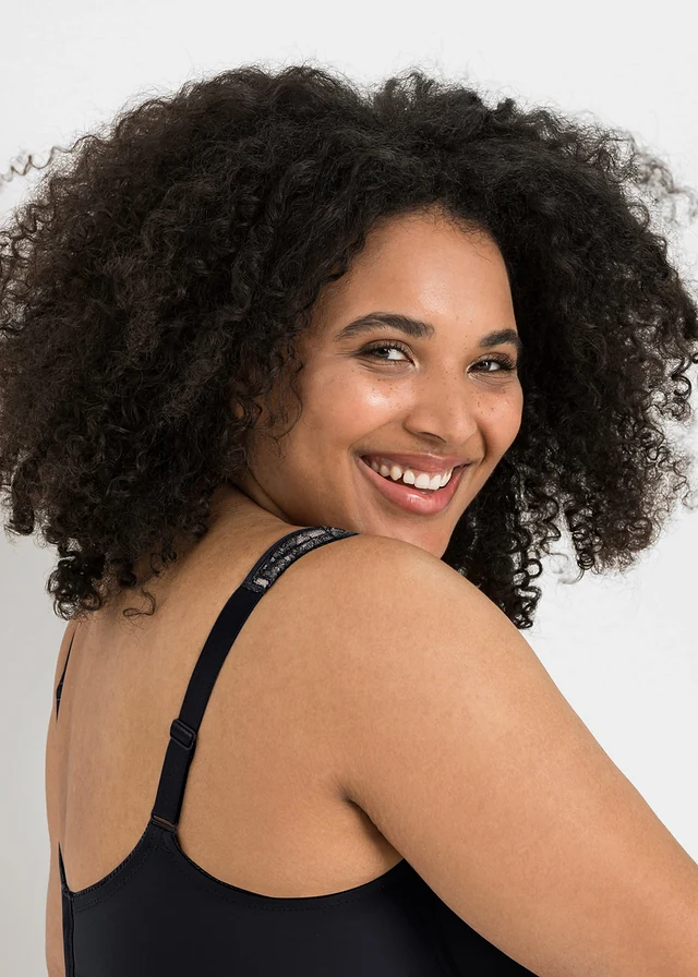 Voorgevormde beugel bh met gewatteerde bandjes, Kleur: zwart/poudre