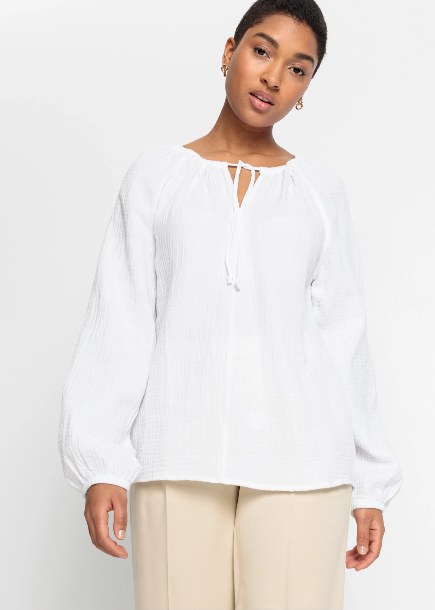 Blouse van luchtige mousseline • wit • bonprix online shop