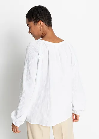 Blouse ample en gaze de coton • blanc • Boutique bonprix