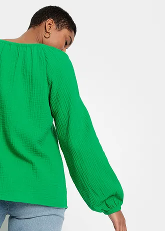 Bluză din muselină lejeră • verde de mai • magazin bonprix