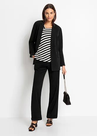 T-shirt en viscose douce, Couleur: crème-noir rayé