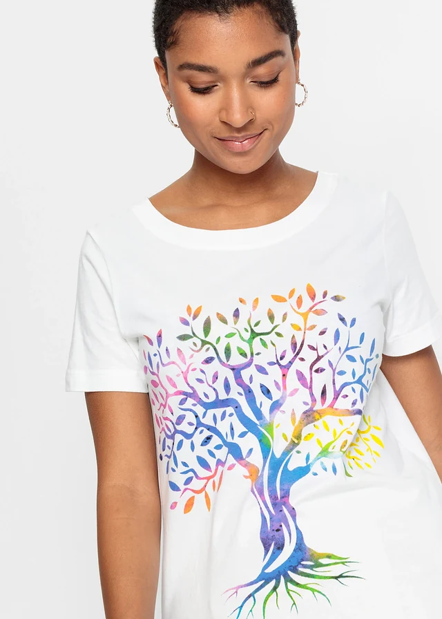 Tricou imprimat din bumbac organic • alb • magazin bonprix