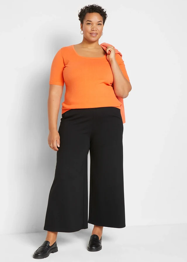 Jupe-culotte en viscose majoritaire, Couleur: noir