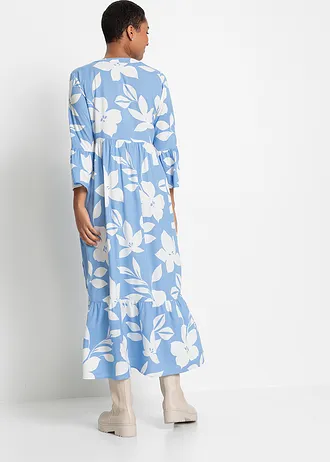 Maxi jurk van soepele viscose • middenblauw/wit gebloemd • bonprix online shop