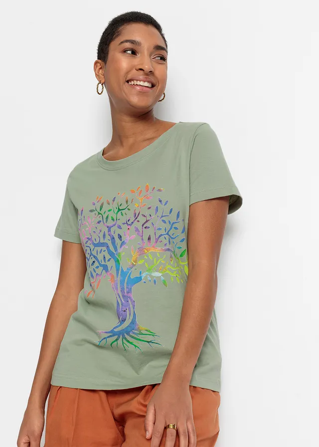 T-shirt coton imprimé • gris vert imprimé • product-page.page-title-suffix