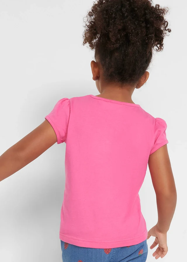 Meisjes T-shirt van puur biologisch katoen ( set van 2), Kleur: dieplila+pink