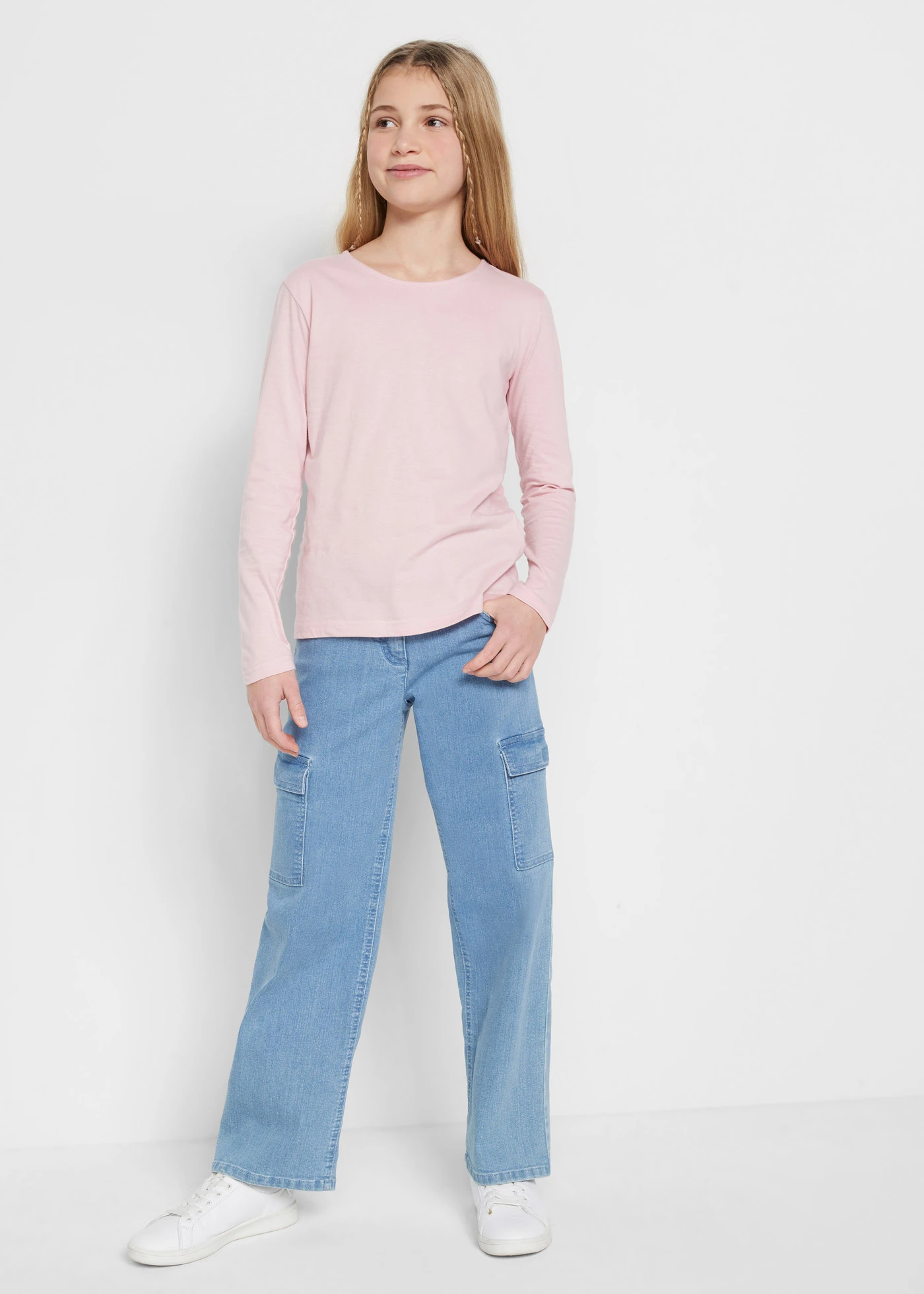 Dívčí cargo džíny • světle modrý denim • bonprix obchod