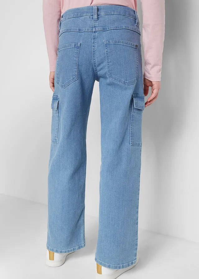 Meisjes cargo jeans, Kleur: lichtblauw denim