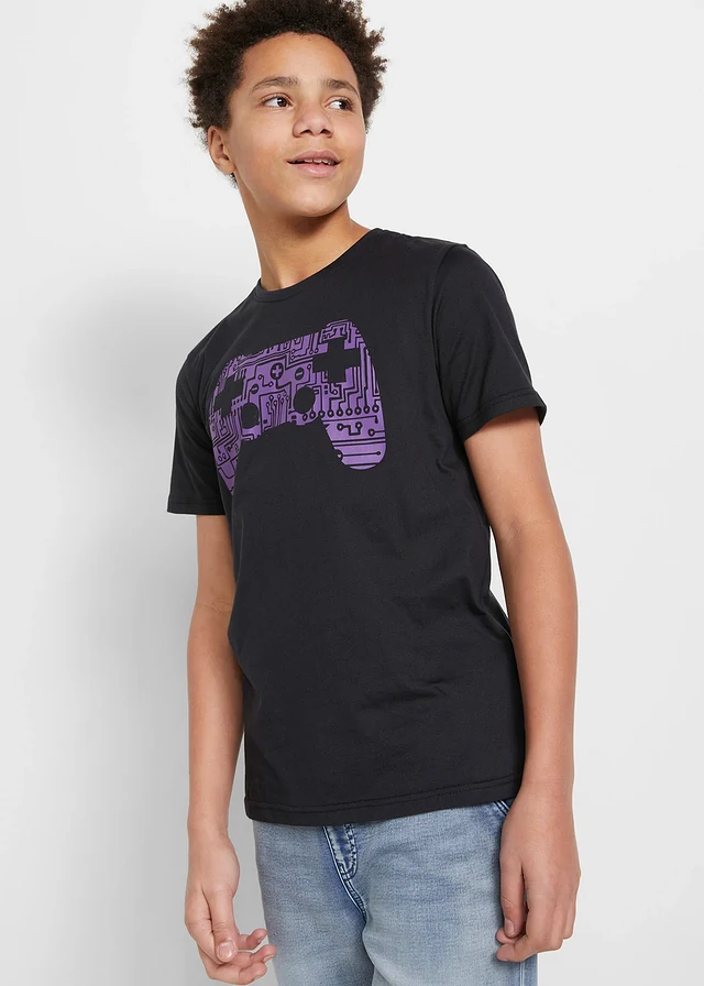 T-shirt coton garçon, Couleur: noir