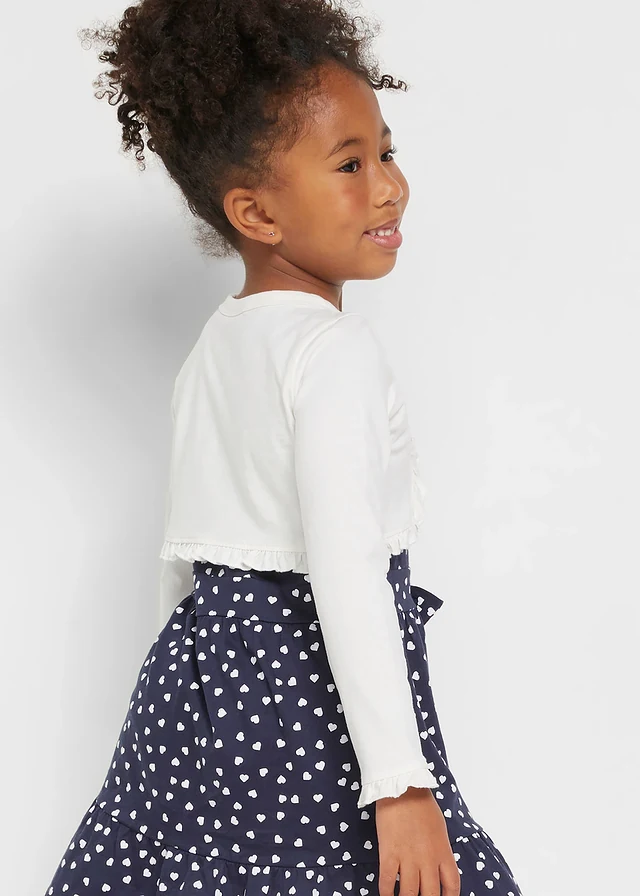 Meisjes shirt bolero met biologisch katoen, Kleur: wolwit