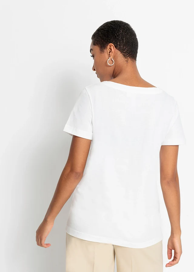 T-shirt coton imprimé, Couleur: blanc