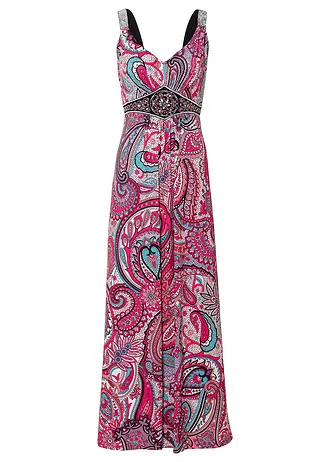 Robe longue avec applications, Couleur: rose vif/turquoise paisley