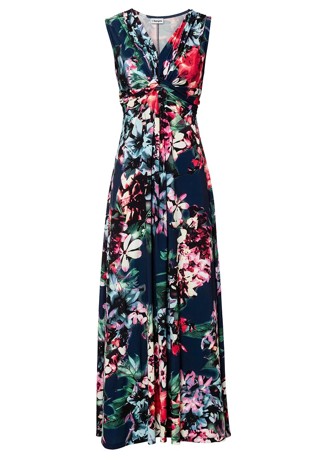 Maxi zomerjurk, Kleur: donkerblauw gebloemd