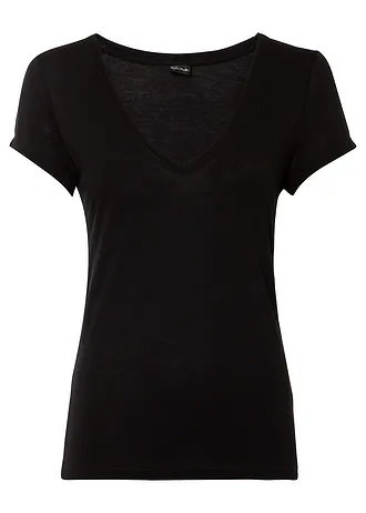Tričko z měkké viskózy • černá • bonprix obchod