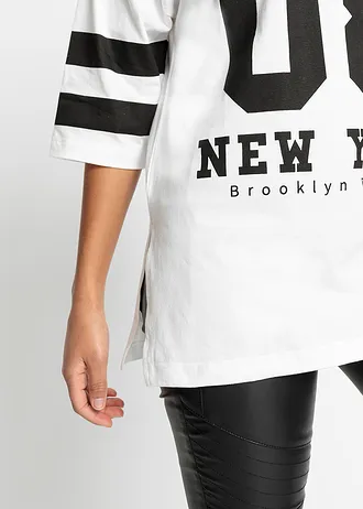 Oversized shirt van puur biologisch katoen • wit-zwart met print • bonprix online shop