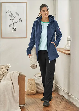 Sztreccs Softshell kabát, vízlepergető • sötétkék • bonprix áruház