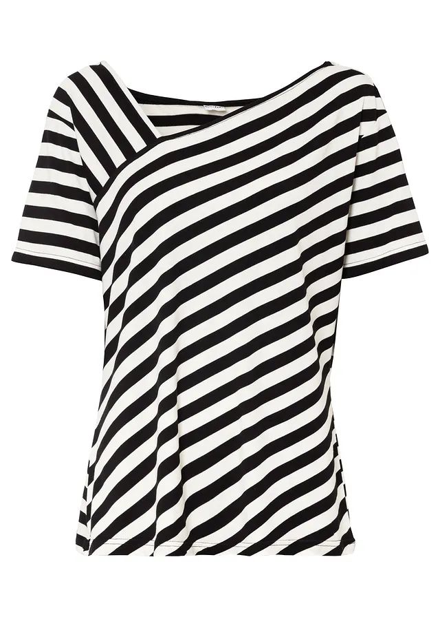 Bluză din viscoză moale • alb-crem-negru dungat • magazin bonprix