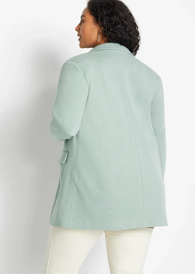 Blazer long en jersey avec poches, Couleur: vert fumé chiné