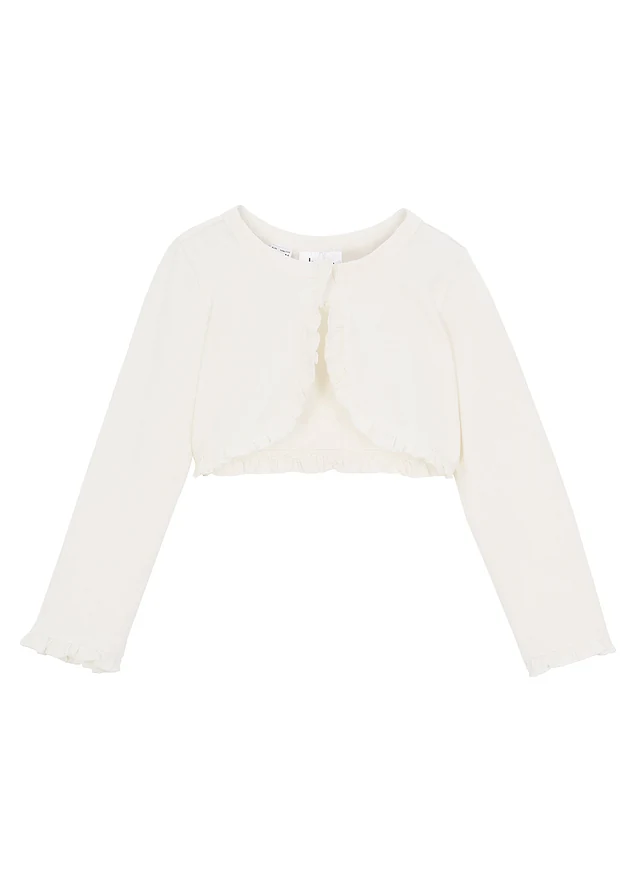 Meisjes shirt bolero met biologisch katoen, Kleur: wolwit