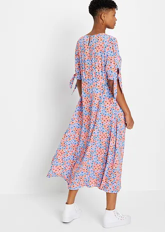 Robe midi, Couleur: lavande-orange clair à fleurs