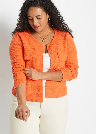 Bouclé vest, Kleur: mango