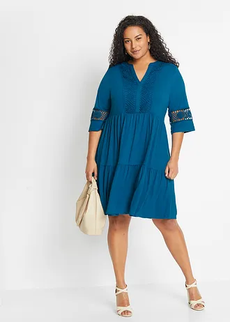 Rochie-tunică din viscoză moale, culoare: albastru atlantic