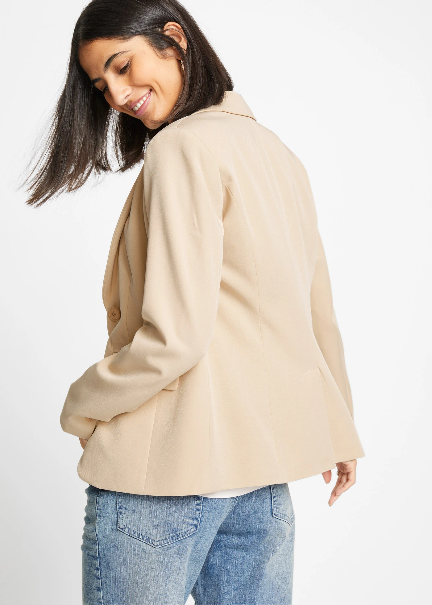 Blazer met een knoop • lichtsand • bonprix online shop