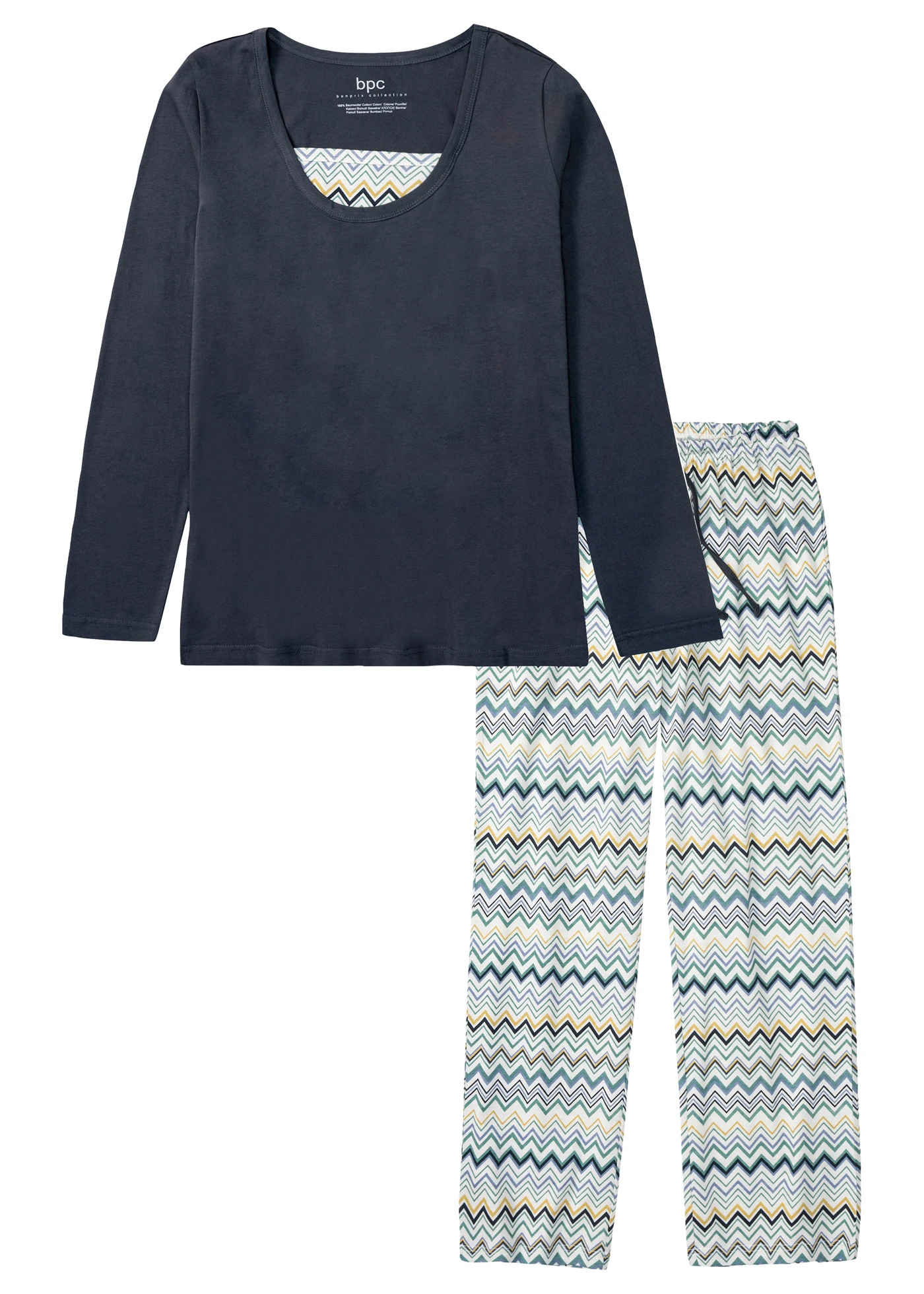 Pyjama (2-dlg. set) • nachtblauw-wolwit-rooksalie-curry-mat blauw • bonprix online shop