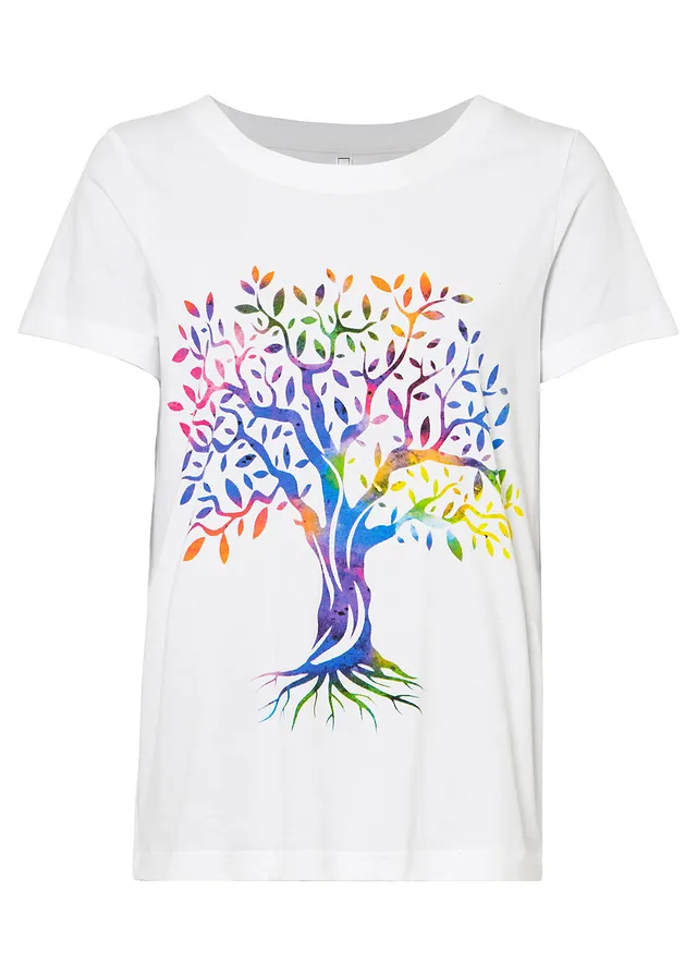 T-shirt coton imprimé, Couleur: blanc