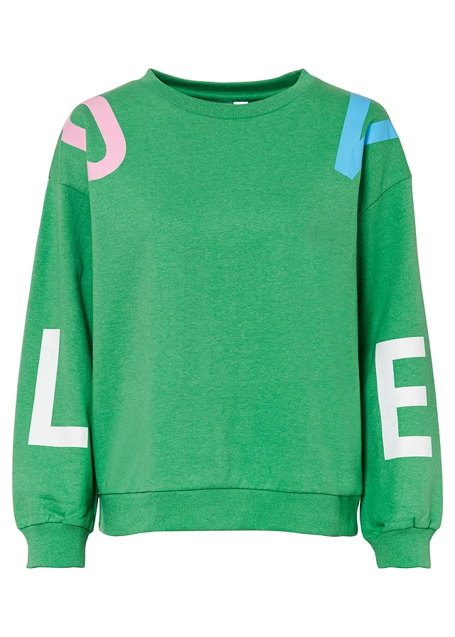 Sweat oversize et doux, Couleur: vert opale imprimé