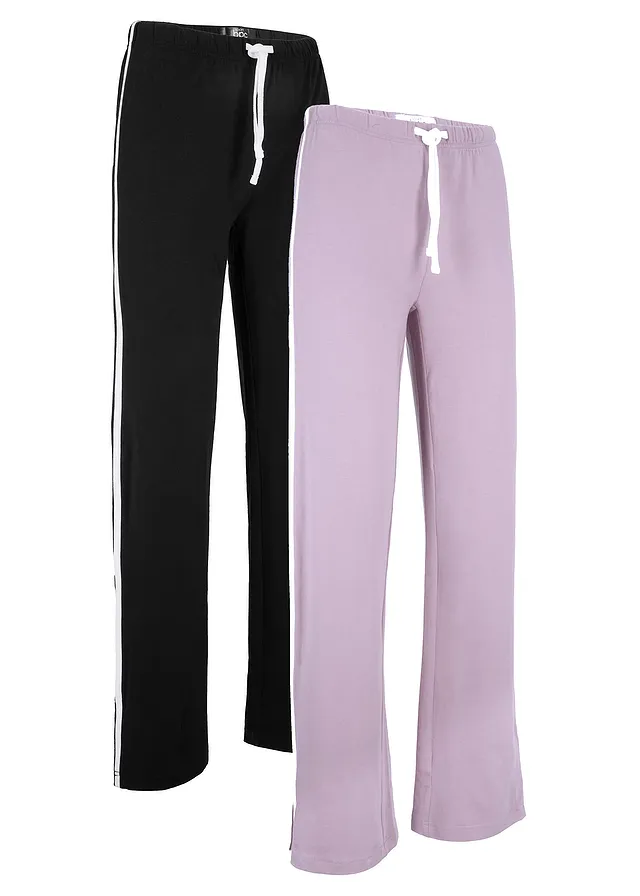Pantaloni din jerse de bumbac cu stretch (set/2 buc.)