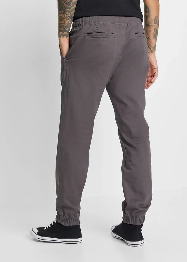 Spodnie chino z gumką w talii, ze stretchem, Relaxed Fit Straight • szary łupkowy • sklep bonprix