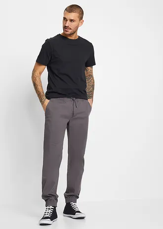 Spodnie chino z gumką w talii, ze stretchem, Relaxed Fit Straight • szary łupkowy • sklep bonprix