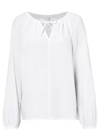 Blouse ample en gaze de coton • blanc • Boutique bonprix