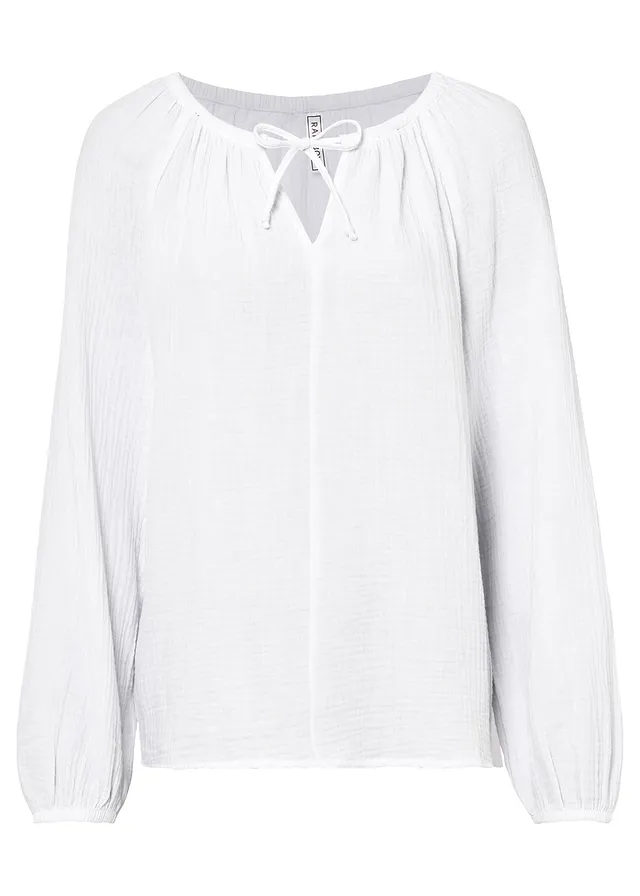 Blouse ample en gaze de coton • blanc • Boutique bonprix