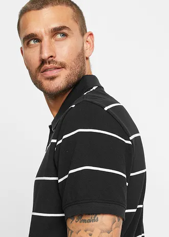 Poloshirt van puur katoen (set van 2) • zwart+wit gestreept • bonprix online shop